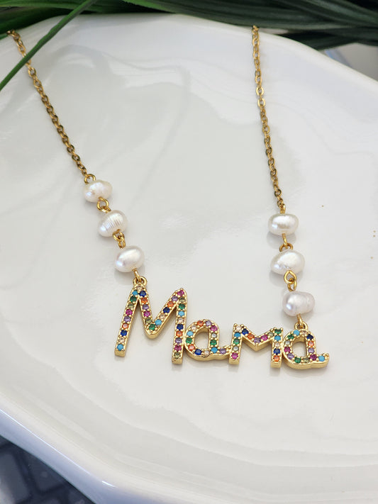 Collar Mamá Multicolor con Perlas Naturales – Edición Regalo