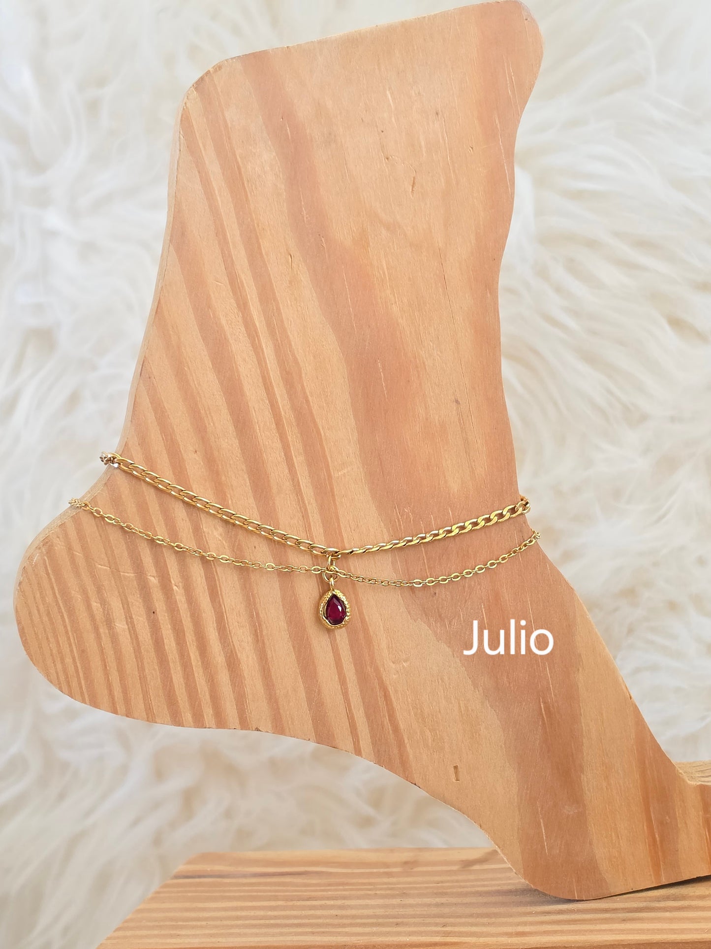 Alanis- pulsera del pie con piedra del mes