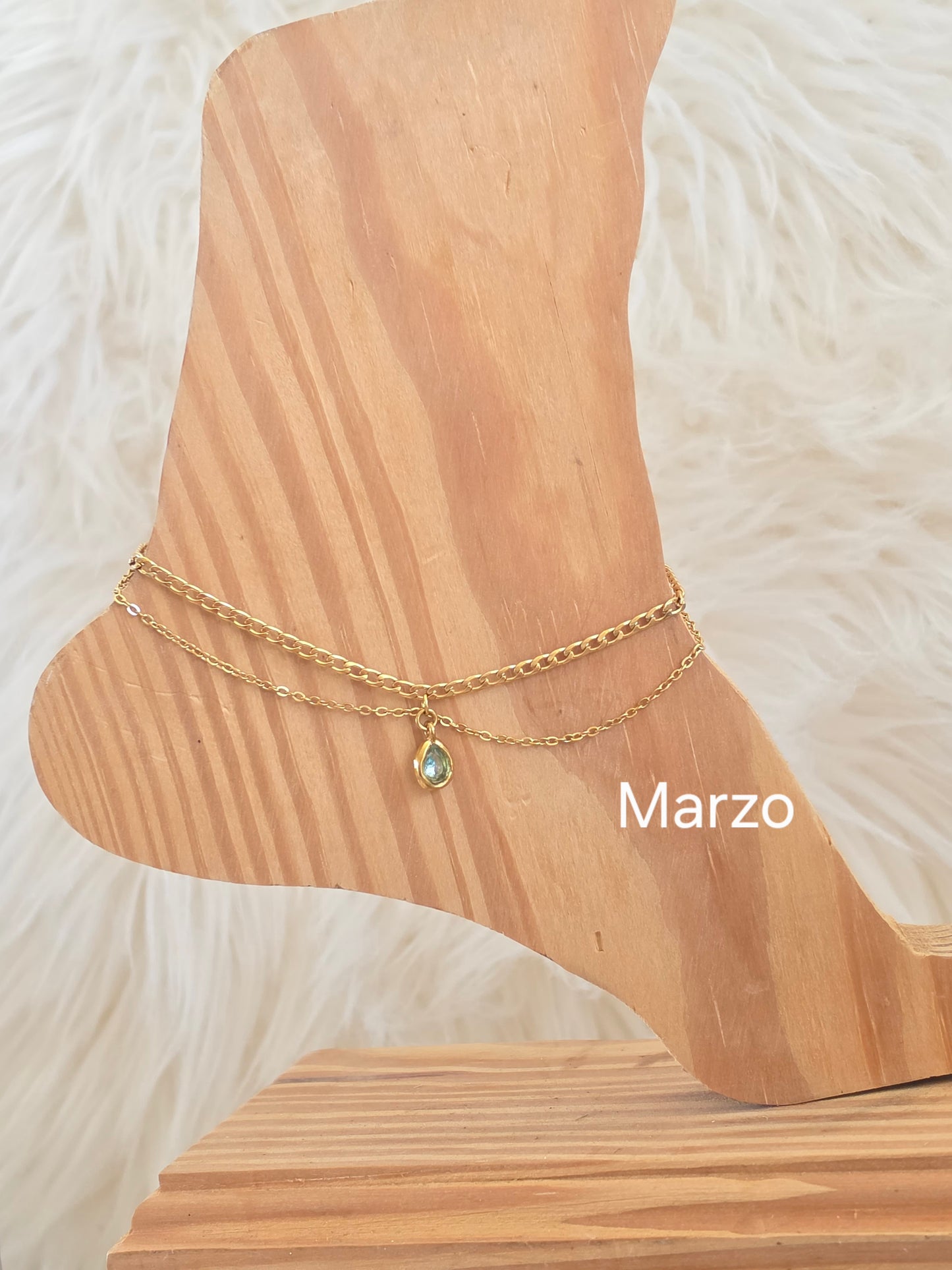 Alanis- pulsera del pie con piedra del mes