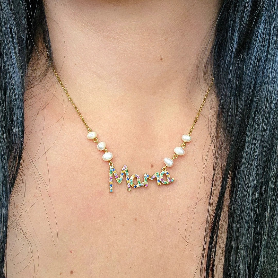 Collar Mamá Multicolor con Perlas Naturales – Edición Regalo
